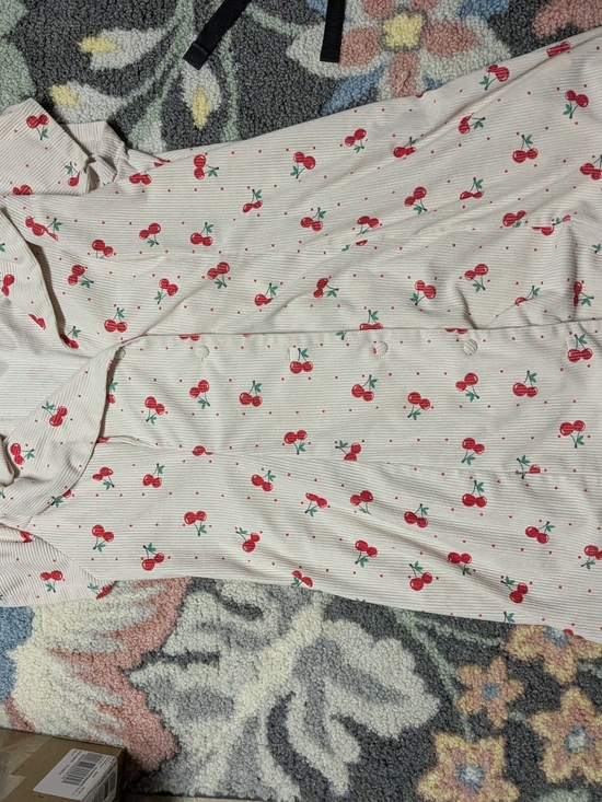 Dresses & Skirts - Cherry Print Ribbed Dress- Cream with Red Cherries